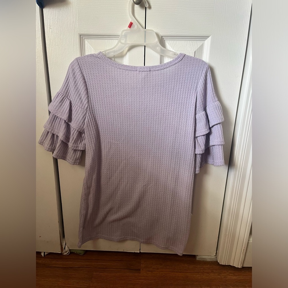 BiBi Lavender Ruffled Sleeve Tee - Picture 3 of 3